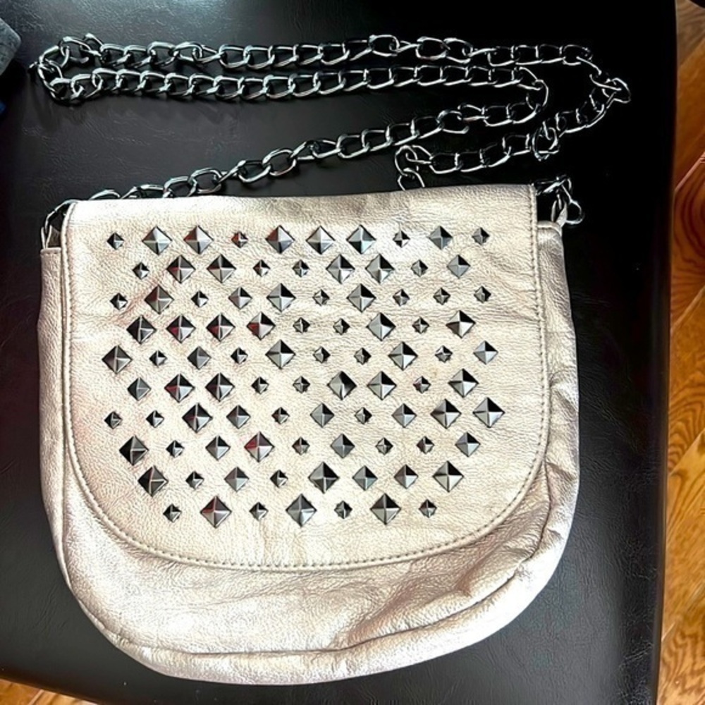 Material girl, studded, and chain, medium purse